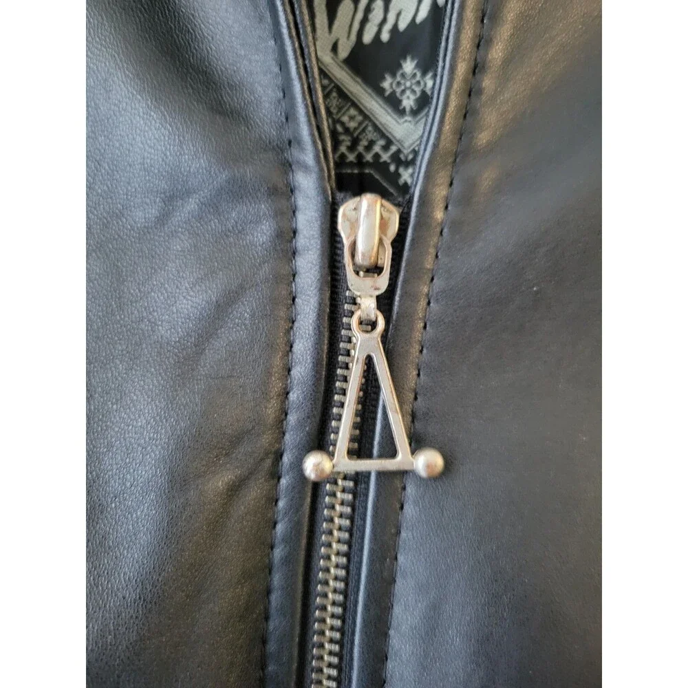 Winlit Vintage Black Leather Hooded Jacket S Longline 90s Y2K Streetwear